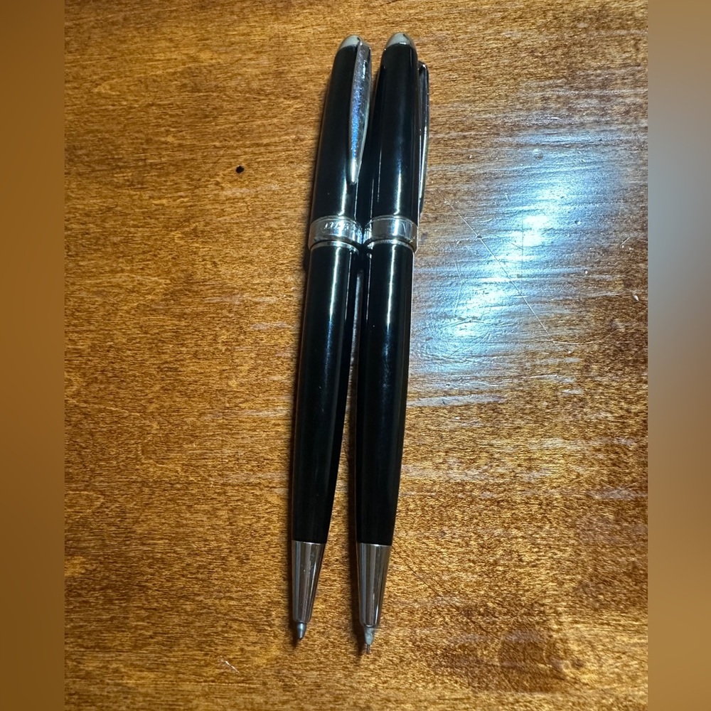 Things Remembered Reflection Black & Silver Premier Pen & Mechanical Pencil Set